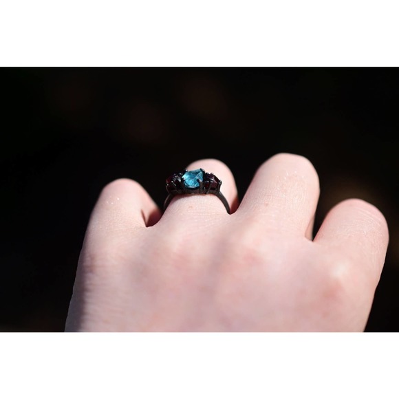 Raw Aquamarine Engagement Ring Rough Natural Uncut Gemstone Promise Ring - Picture 7 of 8